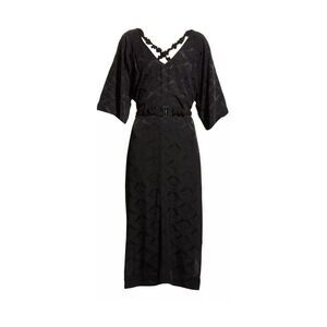 Ganni Size 52 (US Plus Size‎ 22) Acetate Jacquard Midi Black Dress *See Note*